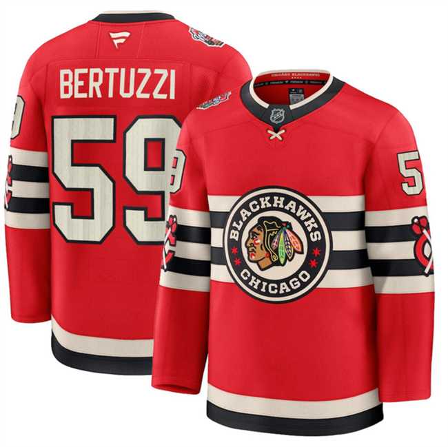 Mens Chicago Blackhawks #59 Tyler Bertuzzi Red 2024-25 Winter Classic Stitched Hockey Jersey Dzhi